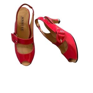 Anyi Lu Sandal Pink Made in Italy Slingback Mary Jane 2.5” Kitten Heels Size 6.5